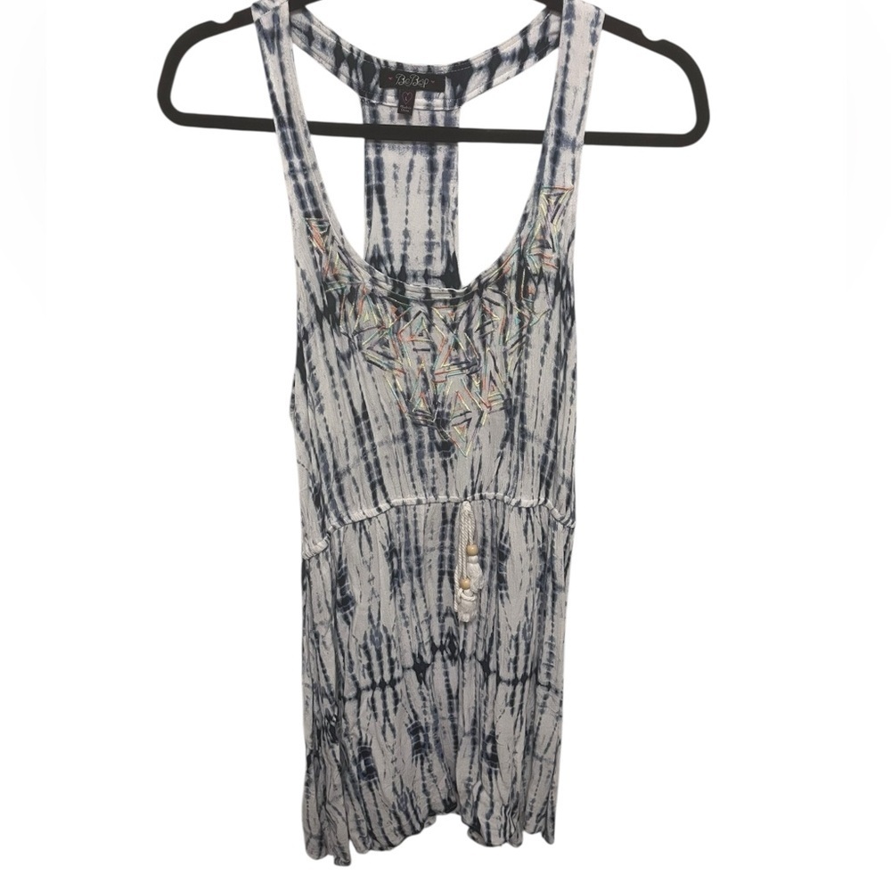 Bebop brand tie-dyed tank mini dress with colorful embroidered front. EUC - Picture 2 of 7